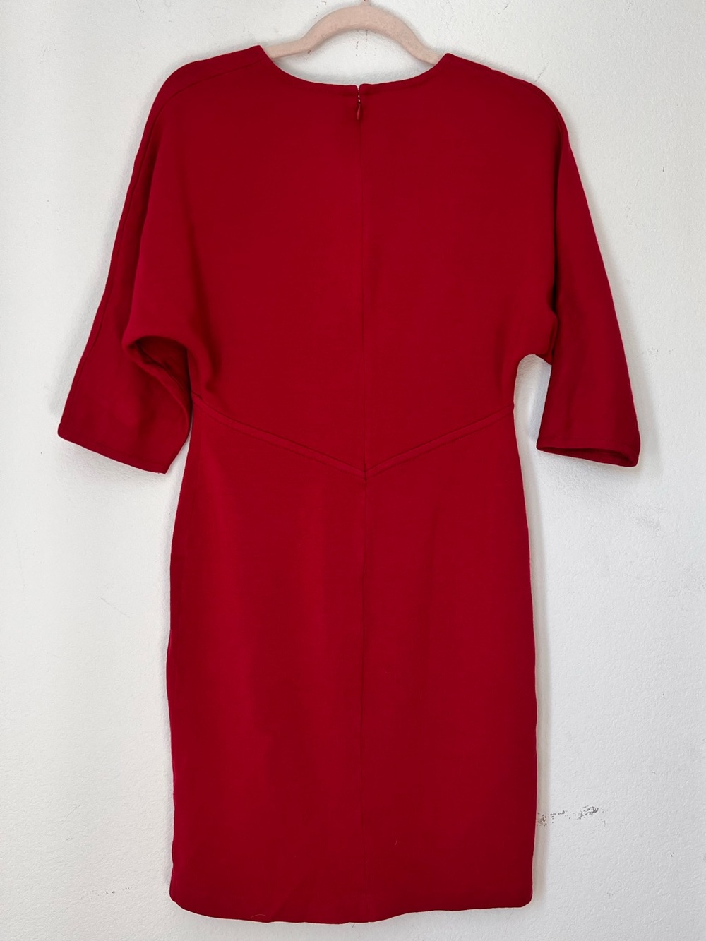 St. John Red Knit V-Neck Dress Women’s Size 4 Wool Blend Business Office Dress - Picture 5 of 8